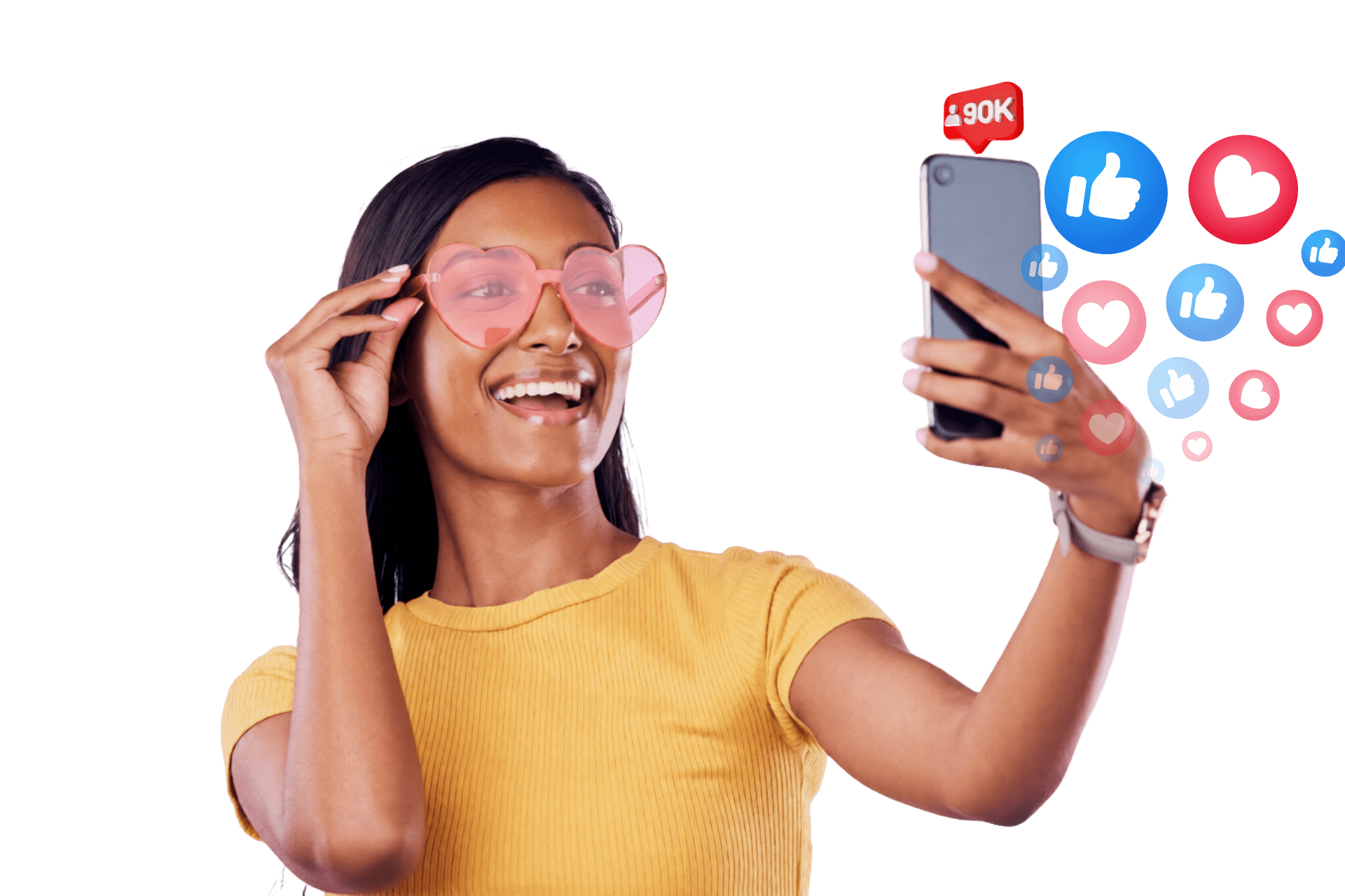 A gainSocial user checking their follower growth on their phone